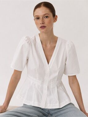 Ted Baker White Top with Puff Sleeve